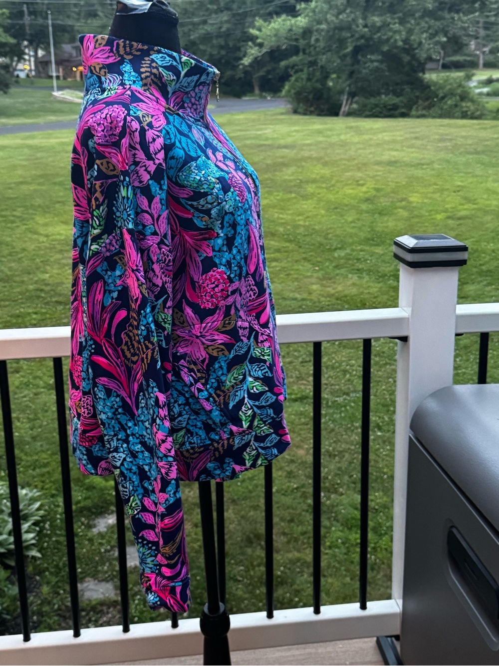 Lilly Pulitzer Wrenley Zip-Up Floral Jacket Aegean Navy Calypso Coast Size XL - Picture 10 of 14